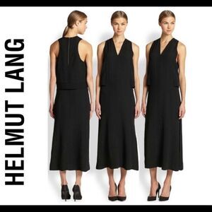 Helmut Lang Black Silk Textured Cocktail Dress Sz8